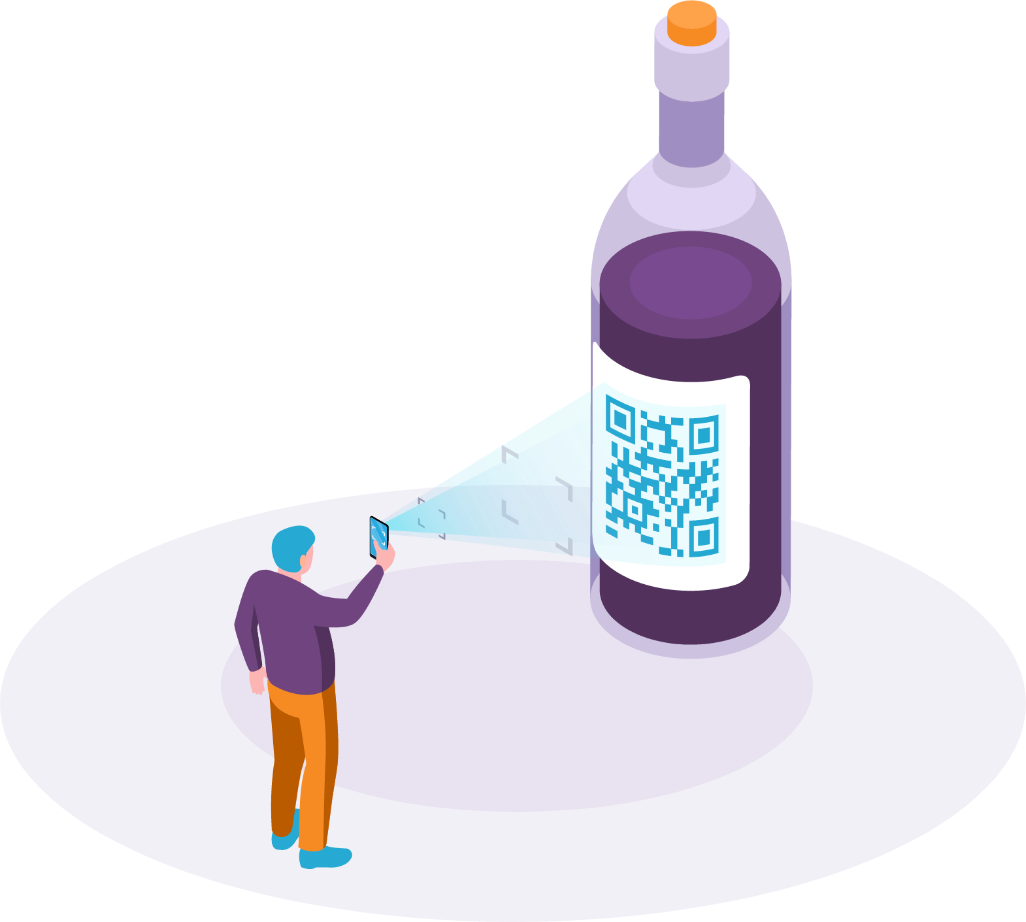 scan of a bottle of wine with a QR code on this etiquette